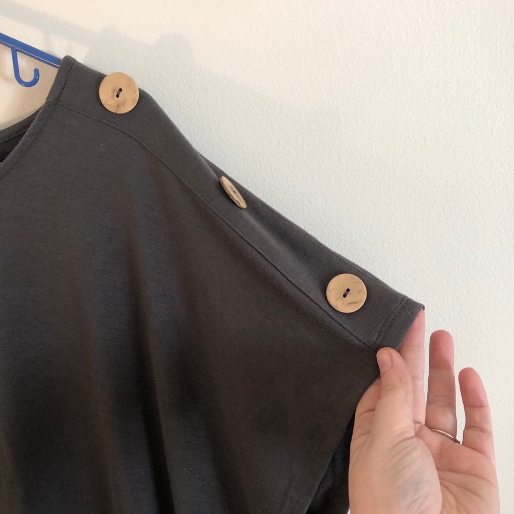 Zenana shirt with shoulder button detail